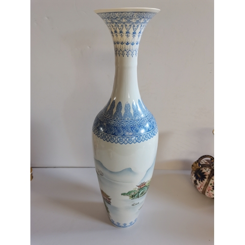 62 - Chinese Vase 46 cm high with 6 characture mark and mountains and waterfall decoration