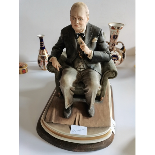 25 - Capodemonte Winston Churchill Pot Figure on a stand ( ex. Condition )