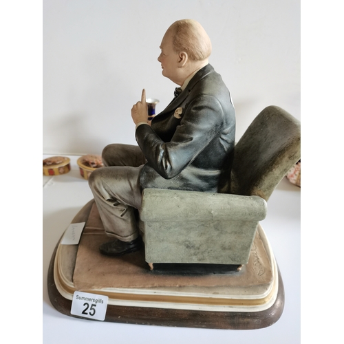 25 - Capodemonte Winston Churchill Pot Figure on a stand ( ex. Condition )