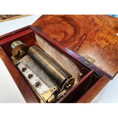 90 - Alliez & Berguer Geneve Cylinder Music Box no 8132 key wound playing 4 aires in walnut caseand 3/4