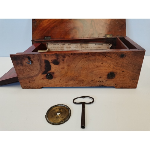 90 - Alliez & Berguer Geneve Cylinder Music Box no 8132 key wound playing 4 aires in walnut caseand 3/4