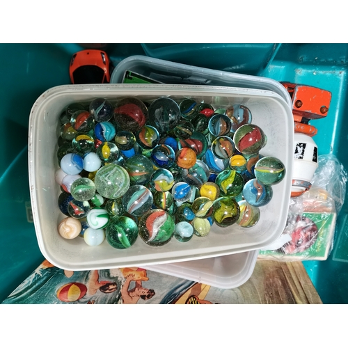 1186 - Marbles, Dinky toys, Arthur woods, etc