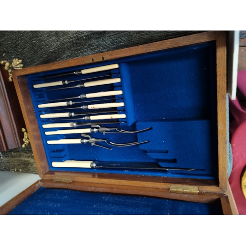 52 - Canteen of Cutlery and Early Chinese jewellery Box with 8 Drawers andgilt bird decoration