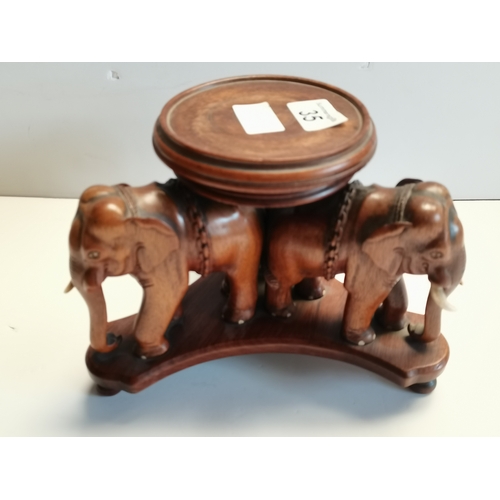 35 - Wooden Stand 3 Elephants