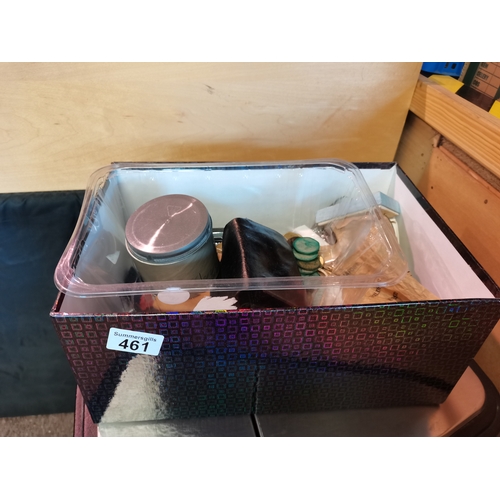 461 - Box of misc jewellery and coins