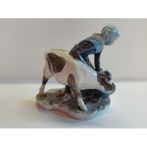 1 - Royal Copenhagen women feeding cow  ( ex. Condition )