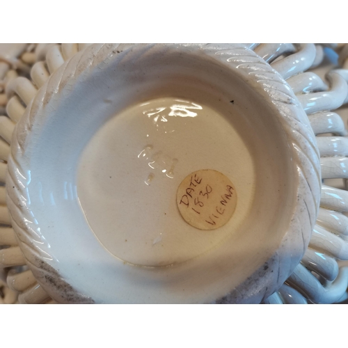 26 - Leeds style Creamware Vienna 1800s bowl and Basket with 3 plates