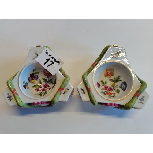 17 - 2 Meissen Piano shaped dishes and a Crown Derby Figure of a boy