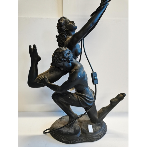 41 - Large resin acrobatic couple lamp