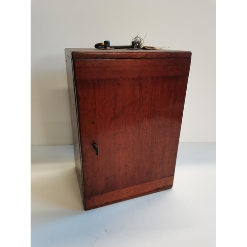 52 - Brass Microscope in Wooden Box with Key