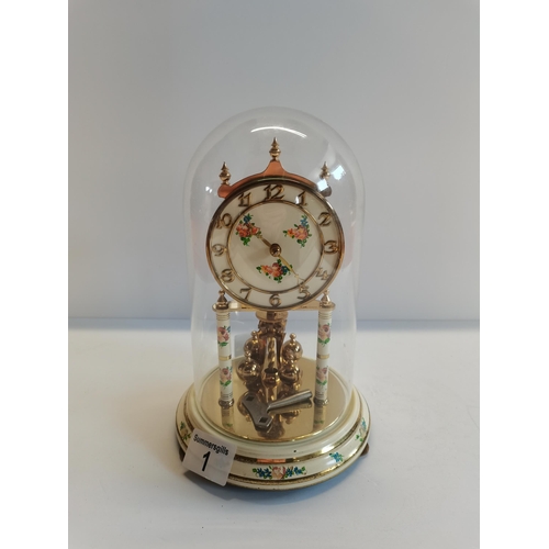 1 - Glass dome clock with key - H23cm