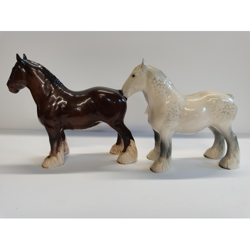 105 - x2 Beswick Shire horses. X1 bay and x1 Grey