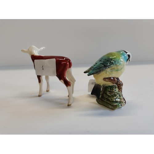 108 - Beswick bluetit and small Beswick calf