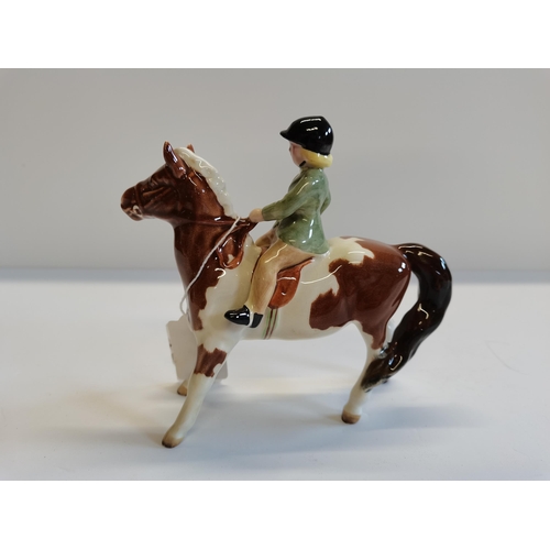 110 - Beswick Skewbald Pony and girl - excellent condition no chips or cracks