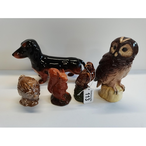 113 - X3 Beswick & x1 Royal Doulton animal figures. Excellent condition