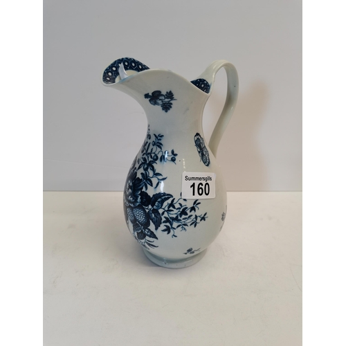 160 - Early blue and white Worcester  jug