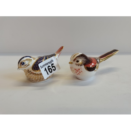 165 - 2 Royal Crown Derby Birds Gold Stoppers Long Tailed Tit and other