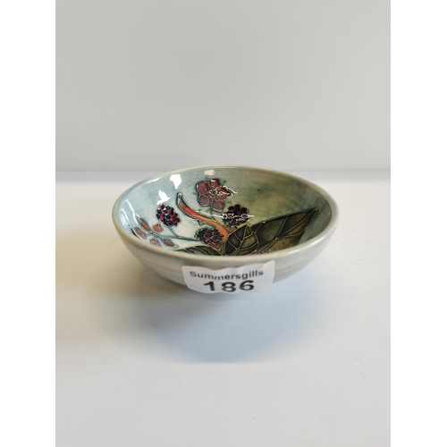 186 - Small Moorcroft dish - in Bramble pattern 12cm diameter - excellent condition