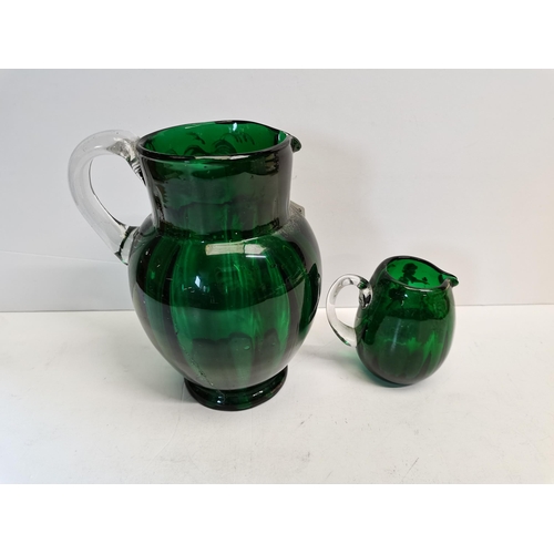 212 - x2 Mary Gregory glass jugs