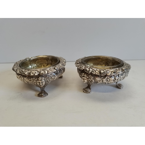 345 - X2 Edinburgh Silver and glass bowls with claw feet