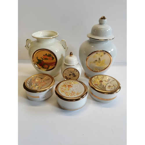 38 - Chokin Art collection inc vases and 3 lidded pots