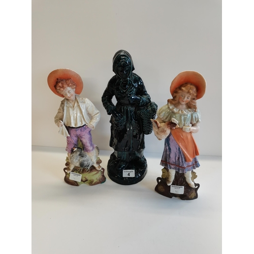 4 - 3 figures - pair of Victorian figures plus Balmaiden of Cornwall (tin mine)