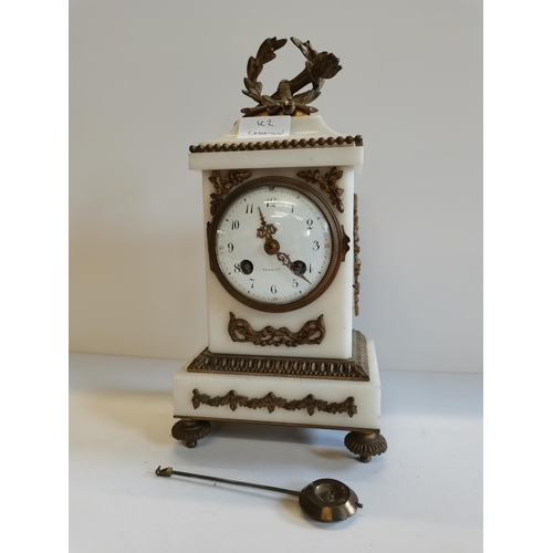 82 - Louis XVI style gilt bronze mounted marble mantle clock