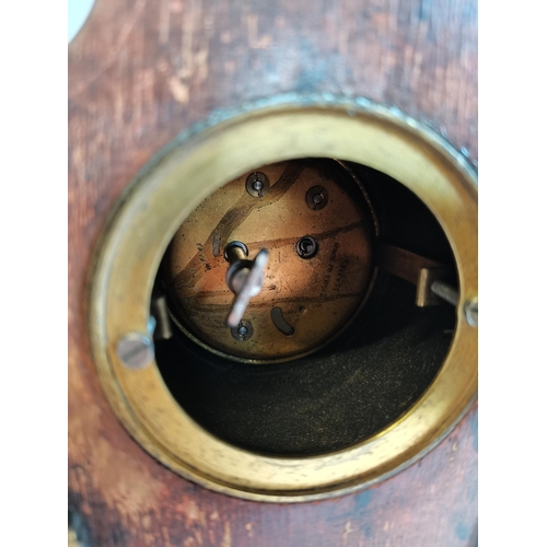 89 - Vintage design Baroque style counter clock in wood and  tortoiseshell veneer with gilded bronze legs