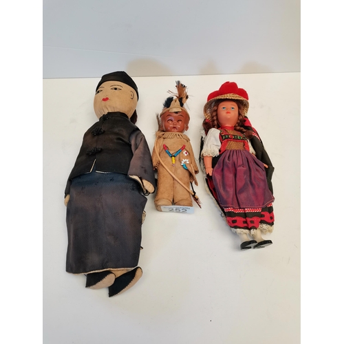 252 - x1 handmade made Chinese doll and x2 old dolls