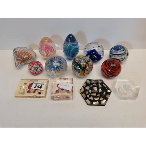 254 - Large selection of glass paperweights