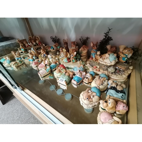 270 - Large collection of Pendelfin figures and 4 stands