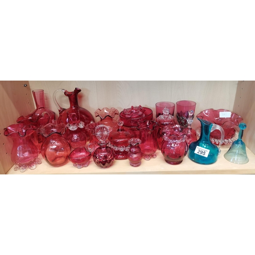 295 - Large selection of Cranberry coloured glass