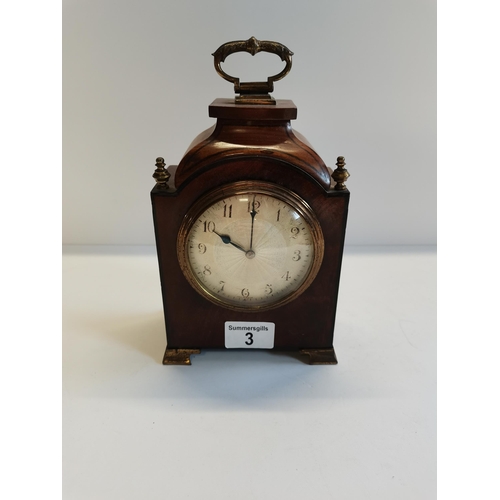 3 - Vintage Mahogany Mantel Clock - with key