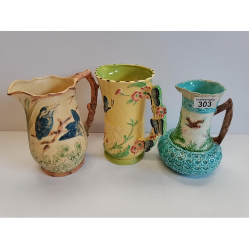 303 - x3 jugs including Vintage Burleigh ware Majolica Jug