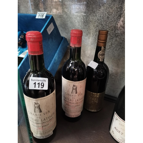 119 - x2 bottles of Grand vin de Chateau Latour 1958 Premier grand guru Classe Paillac Medoc and a bottle ... 