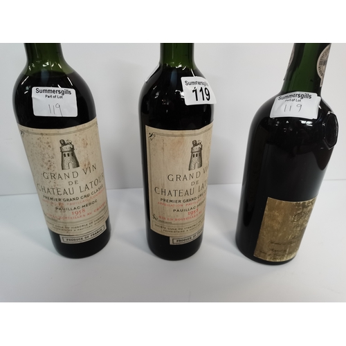 119 - x2 bottles of Grand vin de Chateau Latour 1958 Premier grand guru Classe Paillac Medoc and a bottle ... 