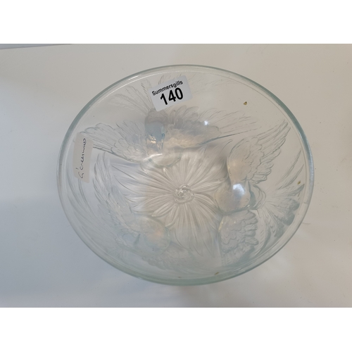 140 - Lalique/Jobling Opalescent 19cm bowl with bird decoration - excellent condition