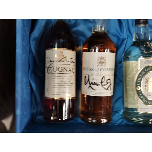 118 - Signed by past Conservative Prime Ministers etc House of Commons bottles of Cognac, Whisky, Gin and ... 