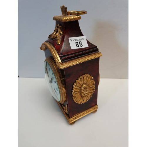 88 - Charles De Sprez mantle clock with key - Tortoiseshell veneer