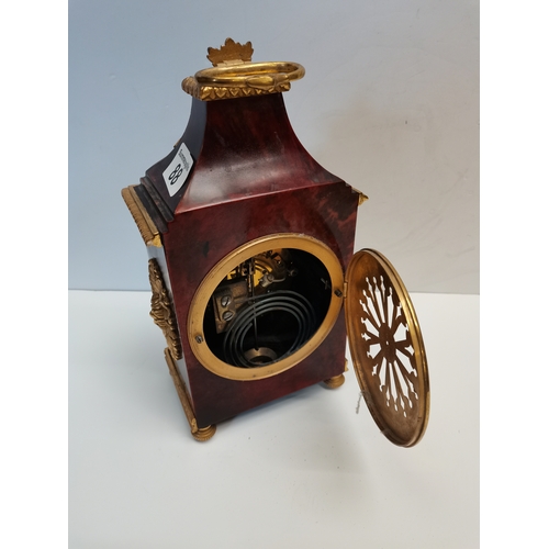 88 - Charles De Sprez mantle clock with key - Tortoiseshell veneer