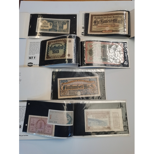 245 - x3 wallets of Britain's first decimal coins and x10 books of various bank notes