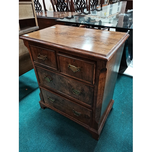 1004 - Walnut 3ht chest of drawers W63cm x d39cm x h75cm