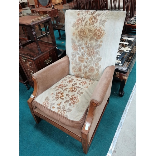 1006 - Antique inlaid wood framed armchair