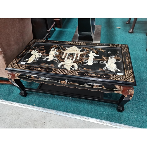 1008 - oriental wood coffee table w100cm x 52cm with Japanese design