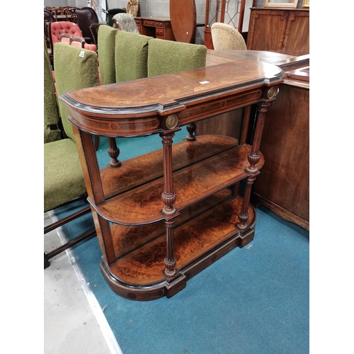 1020 - Victorian walnut credenza with brass inlay. Very good condition w100cm x h93cm