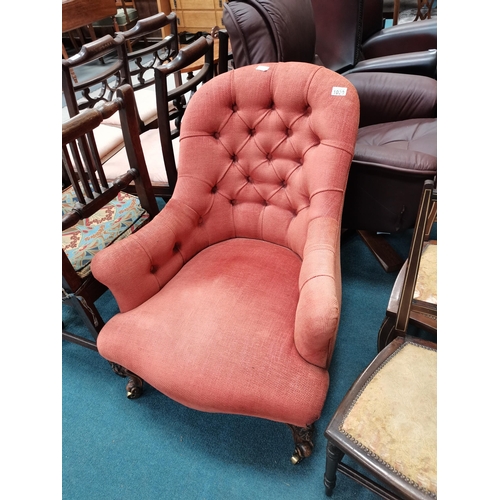 1030 - Antique button back armchair