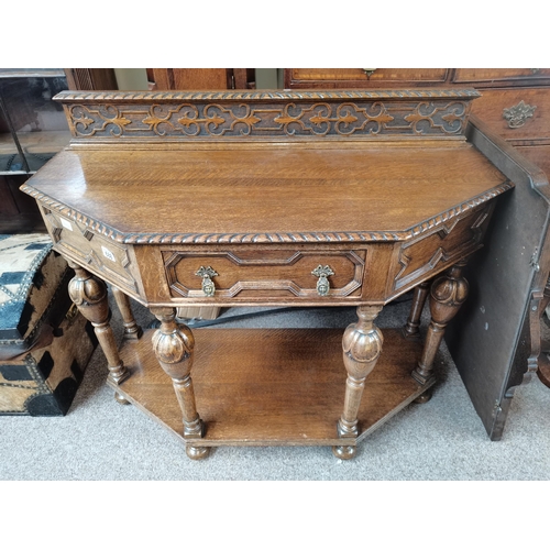 688 - Light oak side table with draw and matching wall mirror