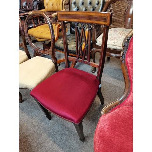 708 - Antique mahogany chair with in laid decoration