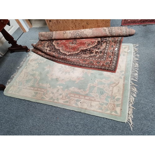 883 - Green and cream rug - W120cm x L180cm plus Terehan pure new wool rug 170cm x 240cm