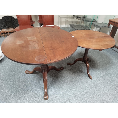 892 - Two antique circular snap top occasional tables